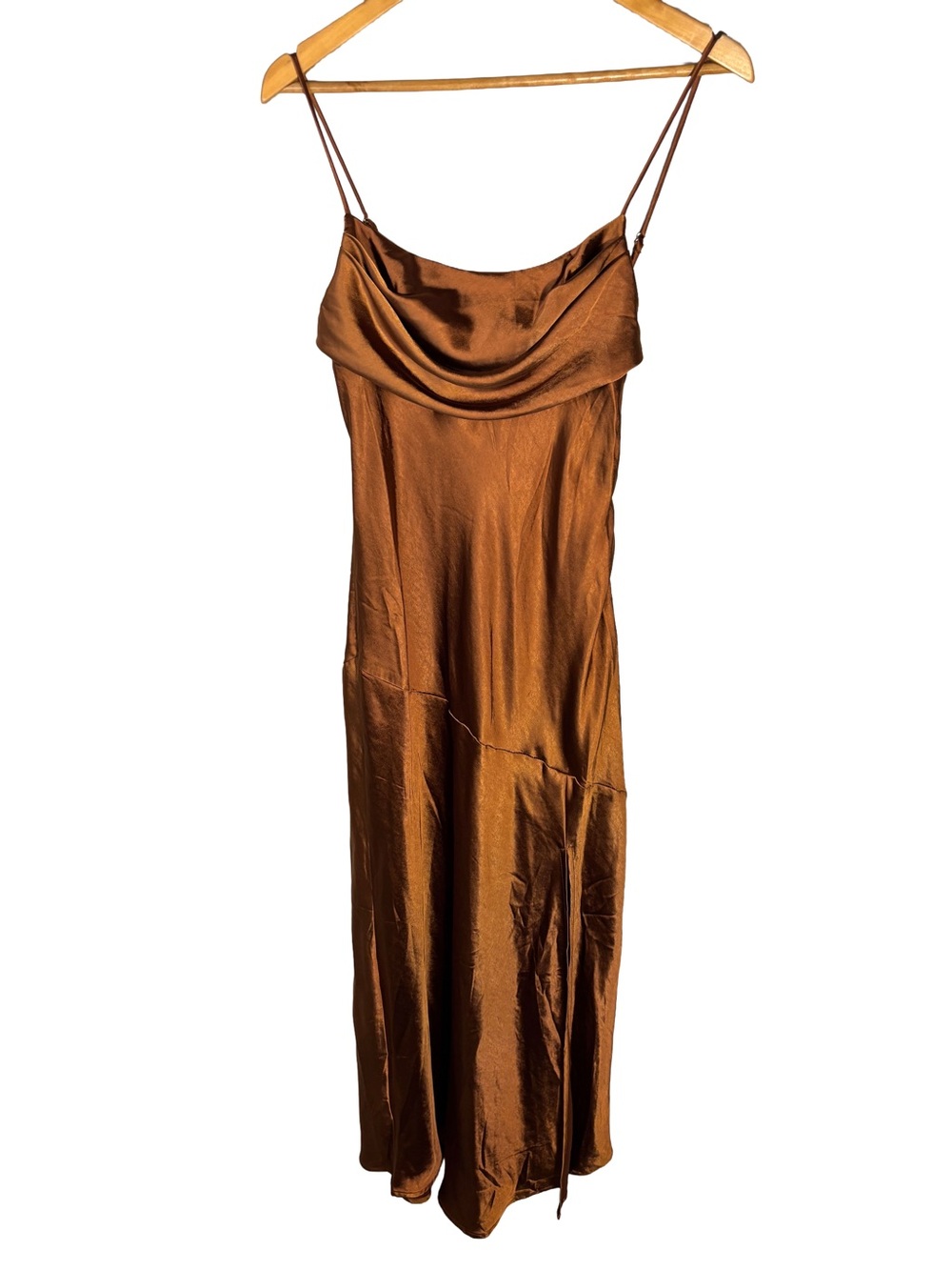 Hello Molly LYCHEE MARTINI SATIN MIDI DRESS CHOCOLATE Slip Wedding Guest